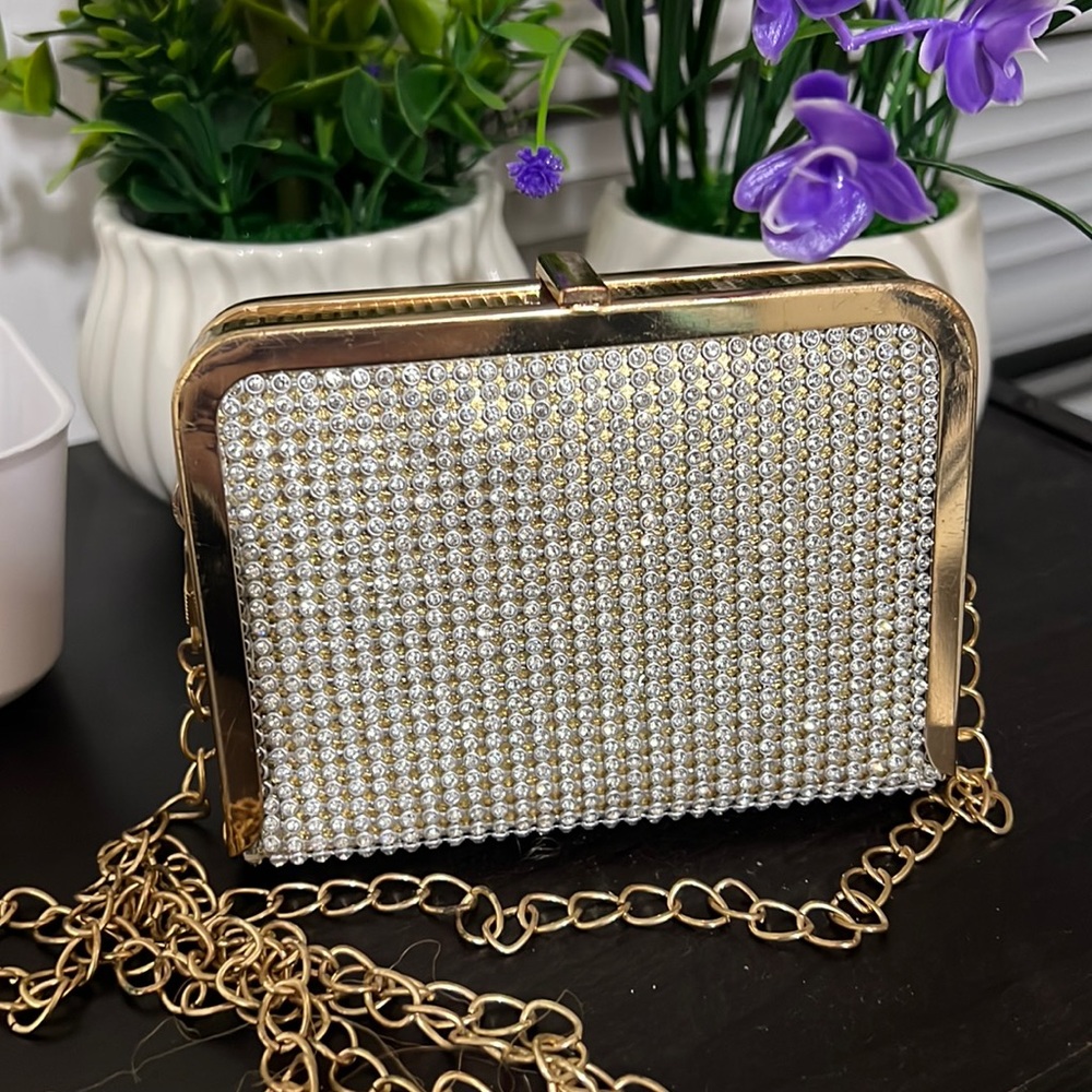 Rainbow Rhinestone Crossbody Wallet Clutch